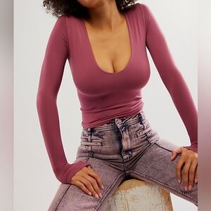 SOLD Free People Intimately Clean Lines Voop Long Sleeve Top Wild Ginger